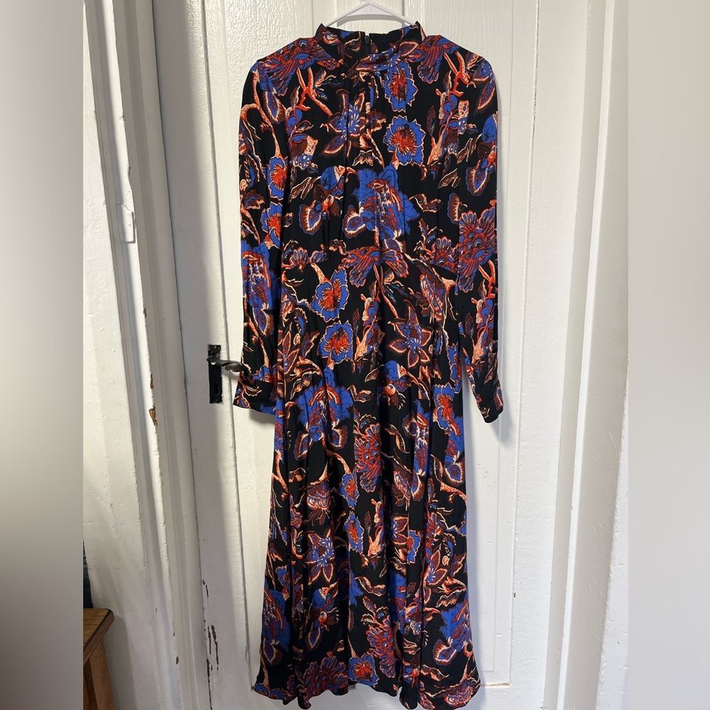Whistles Black Ruby trailing bloom midi dress size 6 - Picture 4 of 11